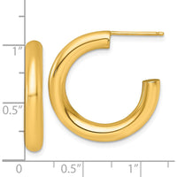 14K Yellow Gold 25mm Polished C-Hoop Earrings - Elegant Everyday Style by 0