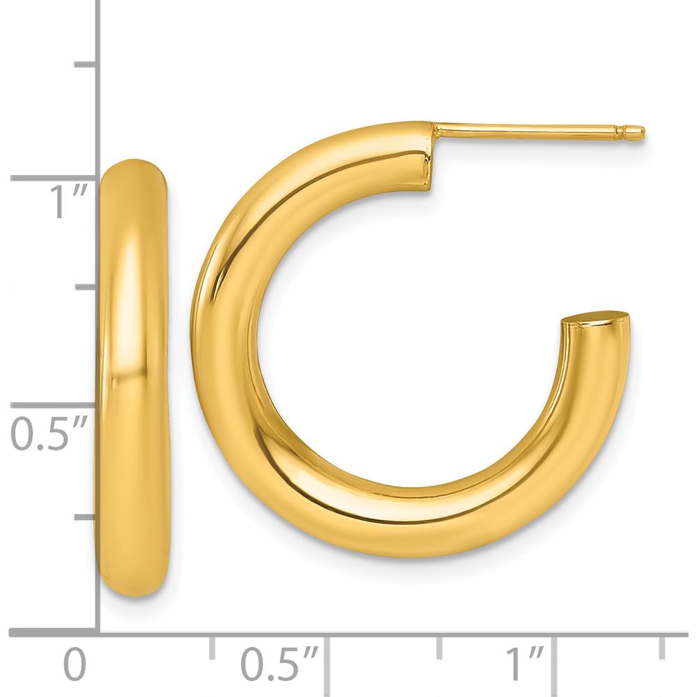 14K Yellow Gold 25mm Polished C-Hoop Earrings - Elegant Everyday Style by 0