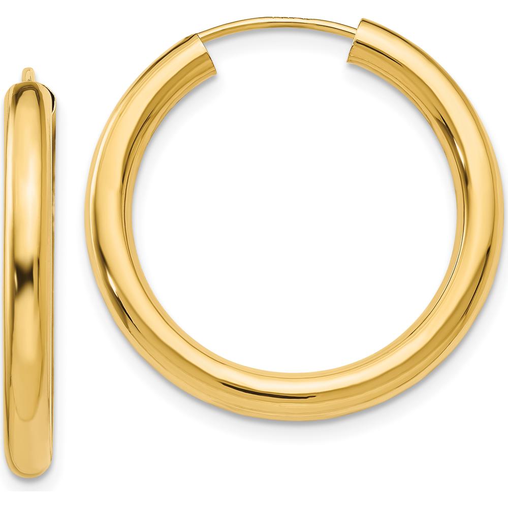 14K Yellow Gold 25mm Polished Endless Tube Hoop Earrings - 3.00mm Thickness by 0