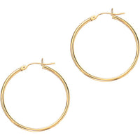 14K Yellow Gold 25mm Polished Hoop Earrings with Hinged Closure - Classic Medium Hoops by Orozza Fine Jewelry