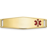14K Yellow Gold 25mm Polished Medical ID Plate with Red Epoxy Enamel - Engravable by Oro Pregiato