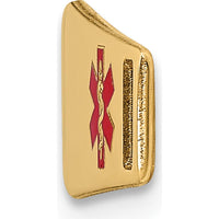 14K Yellow Gold 25mm Polished Medical ID Plate with Red Epoxy Enamel - Engravable by Oro Pregiato
