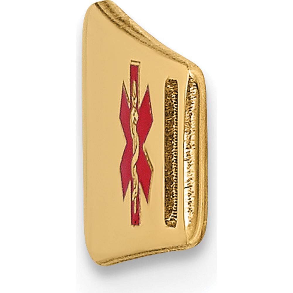 14K Yellow Gold 25mm Polished Medical ID Plate with Red Epoxy Enamel - Engravable by Oro Pregiato