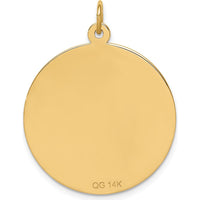 14K Yellow Gold 25mm Round Medical Alert Pendant - Polished Textured Finish by Oro Pregiato