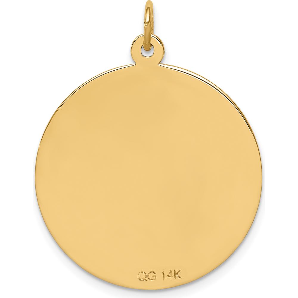 14K Yellow Gold 25mm Round Medical Alert Pendant - Polished Textured Finish by Oro Pregiato