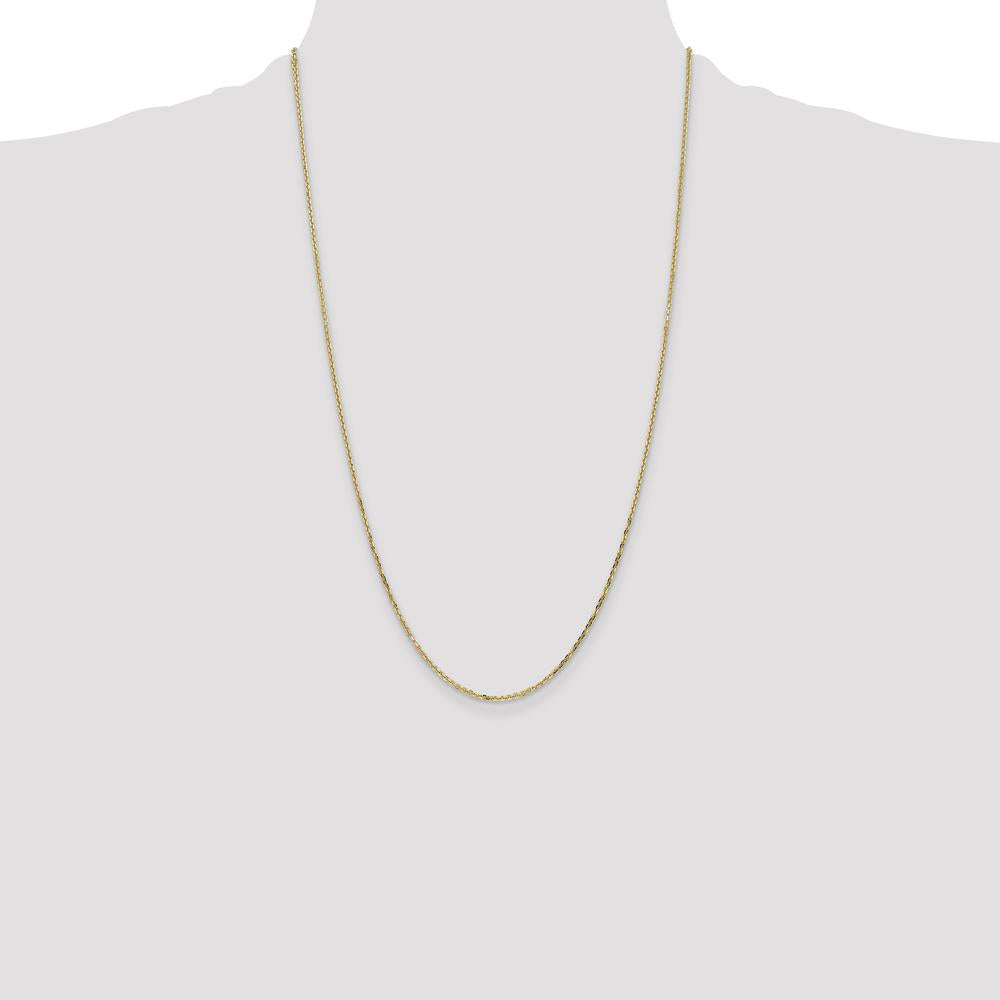 14K Yellow Gold 26" 1.4mm Diamond-Cut Round Open Link Cable Chain with Lobster Clasp by Oro Pregiato