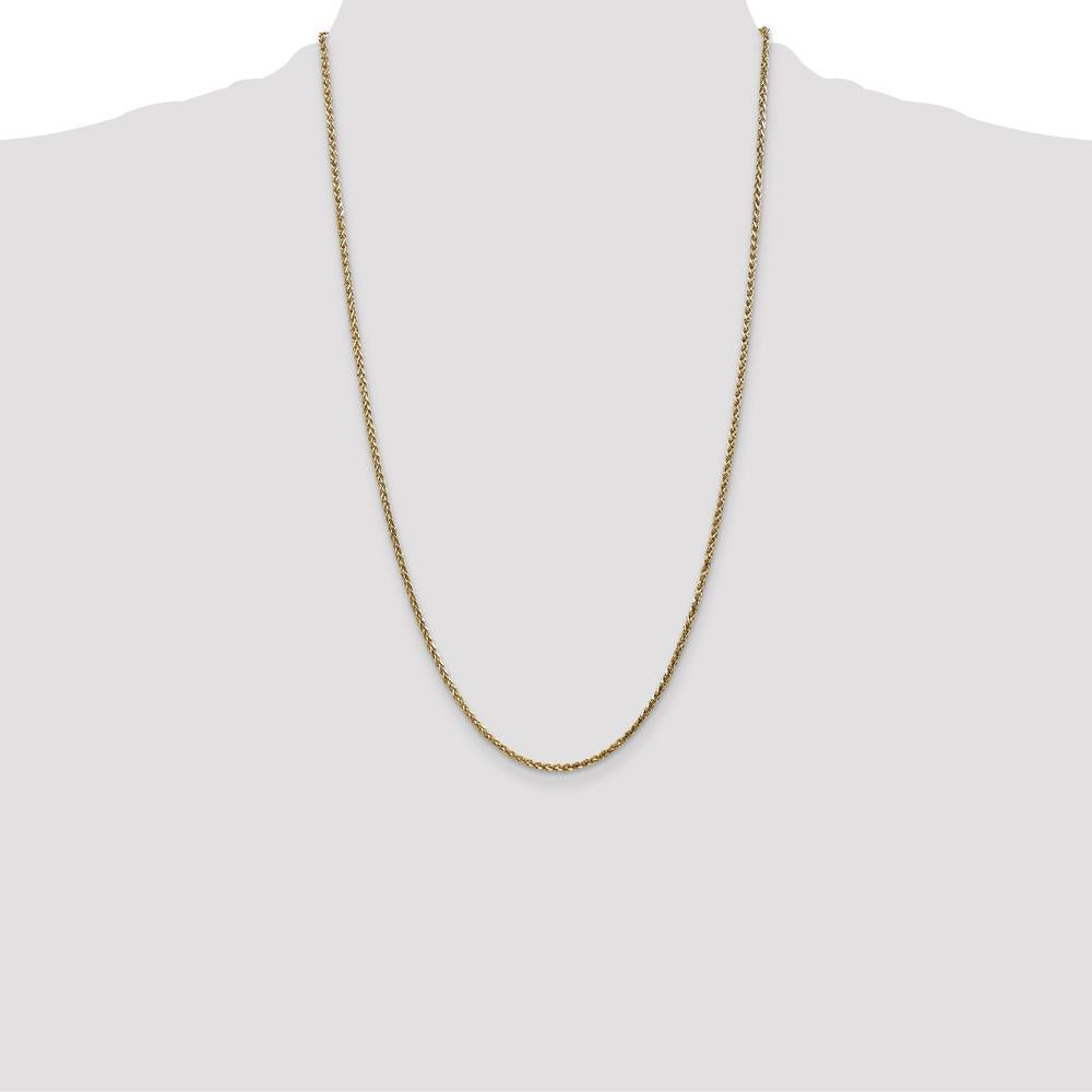 14K Yellow Gold 26" 2.1mm Diamond-Cut Spiga Chain Necklace with Lobster Clasp by Oro Pregiato