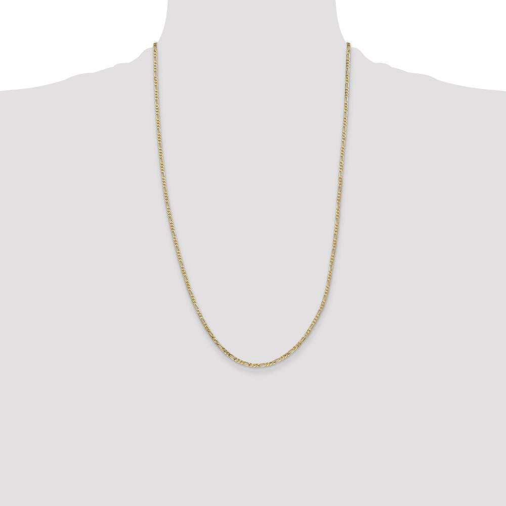 14K Yellow Gold 26" 2.25mm Flat Figaro Chain Necklace with Lobster Clasp by Oro Pregiato