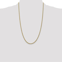 14K Yellow Gold 26" 2.5mm Rope Chain Necklace with Lobster Clasp