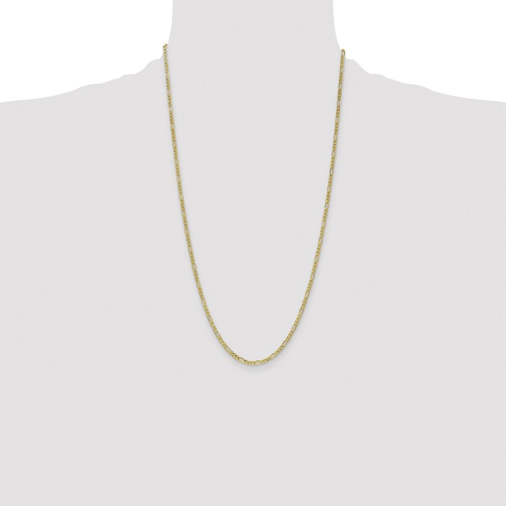 14K Yellow Gold 26" 2.5mm Semi-Solid Figaro Chain Necklace with Lobster Clasp by Oro Pregiato