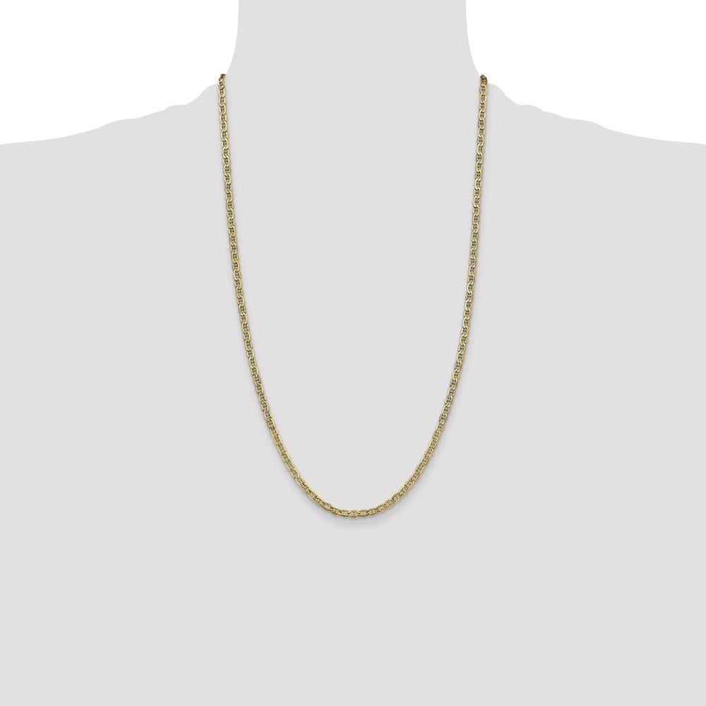 14K Yellow Gold 26" 3.2mm Semi-Solid Anchor Chain Necklace with Lobster Clasp by Oro Pregiato