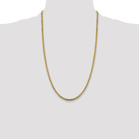 14K Yellow Gold 26" 3.6mm Semi-Solid Round Box Chain Necklace with Lobster Clasp by IBGoodman