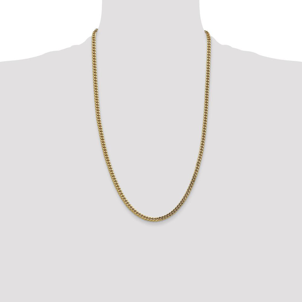14K Yellow Gold 26" 3.7mm Semi-Solid Franco Chain with Fancy Lobster Clasp by Oro Pregiato