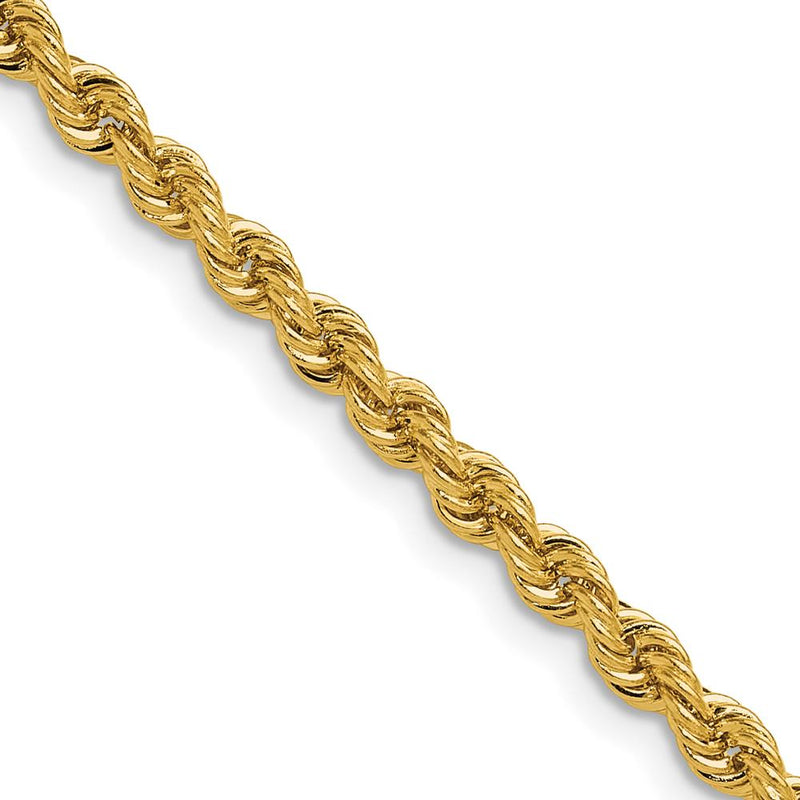 14K Yellow Gold 26" 3.8mm Solid Rope Chain Necklace with Lobster Clasp