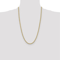 14K Yellow Gold 26" 3.8mm Solid Rope Chain Necklace with Lobster Clasp