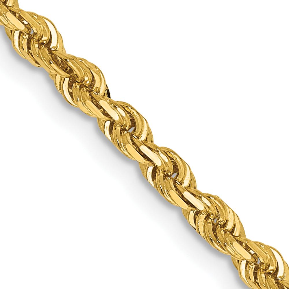 14K Yellow Gold 26" 3mm Diamond-Cut Quadruple Rope Chain with Lobster Clasp by Oro Pregiato
