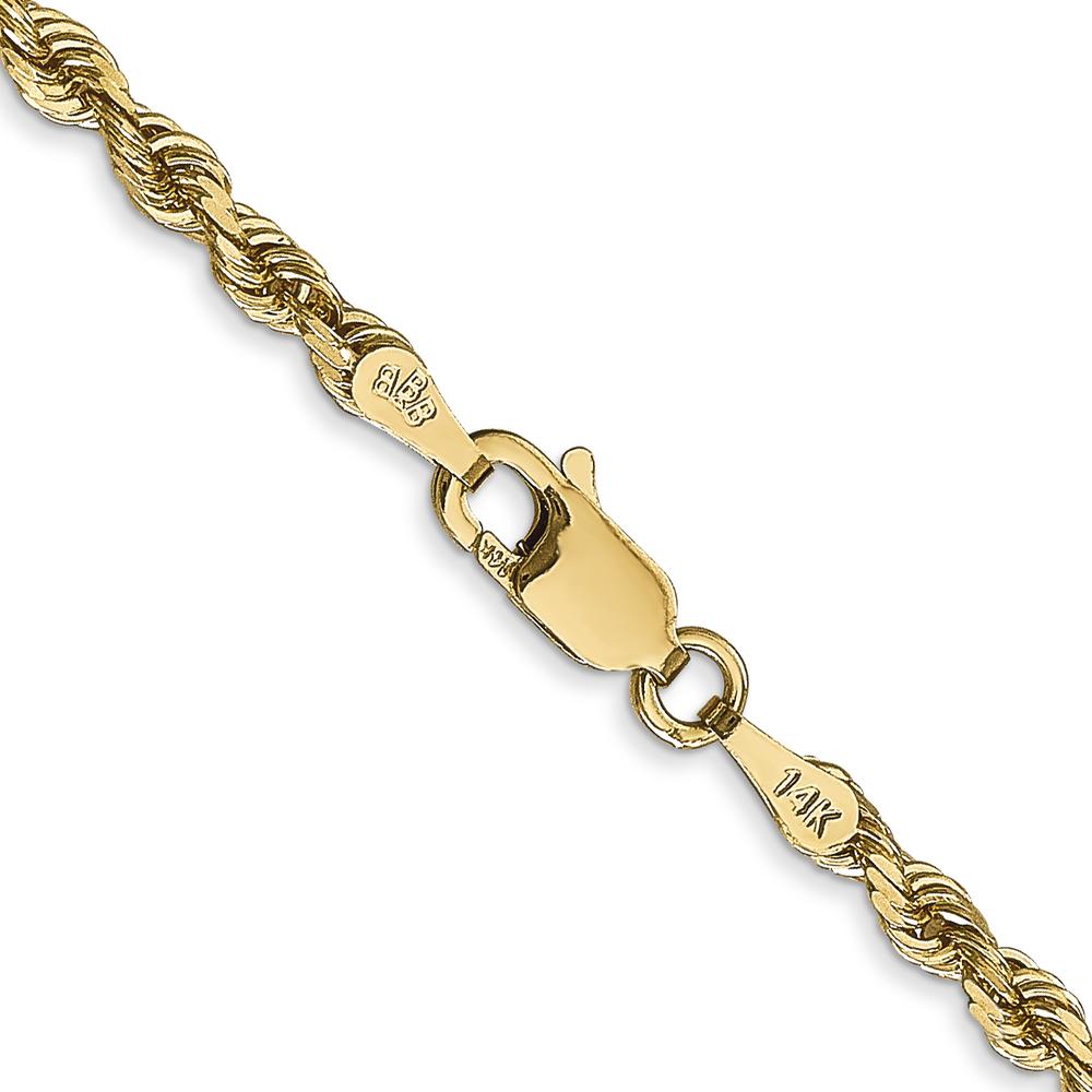 14K Yellow Gold 26" 3mm Diamond-Cut Quadruple Rope Chain with Lobster Clasp by Oro Pregiato