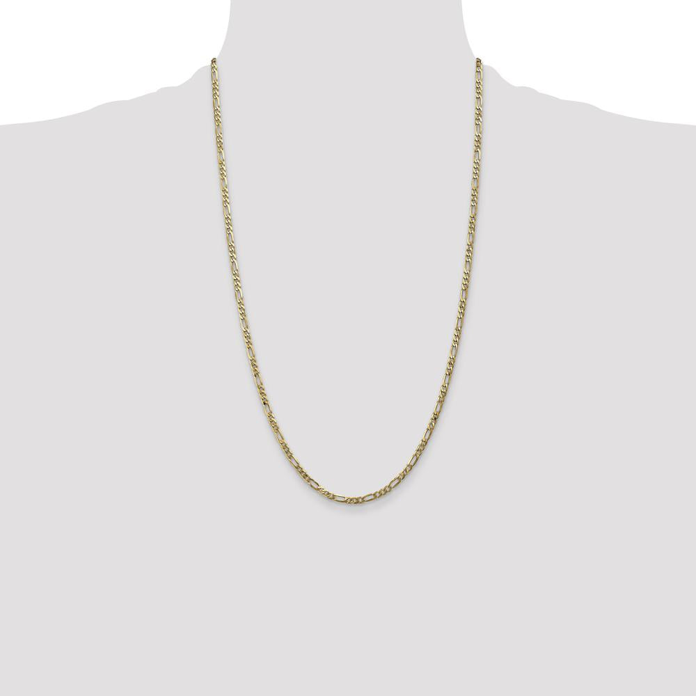 14K Yellow Gold 26" 3mm Flat Figaro Chain with Lobster Clasp by Oro Pregiato