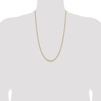 14K Yellow Gold 26" 3mm Semi-Solid Diamond-Cut Open Link Cable Chain with Lobster Clasp by Oro Pregiato