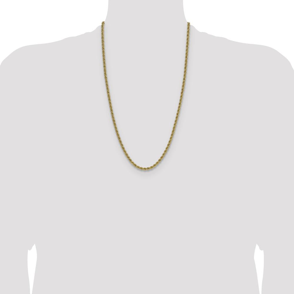 14K Yellow Gold 26" 4.2mm Polished Rope Chain Necklace