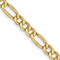 14K Yellow Gold 26" 4.2mm Semi-Solid Figaro Chain Necklace with Lobster Clasp by Oro Pregiato