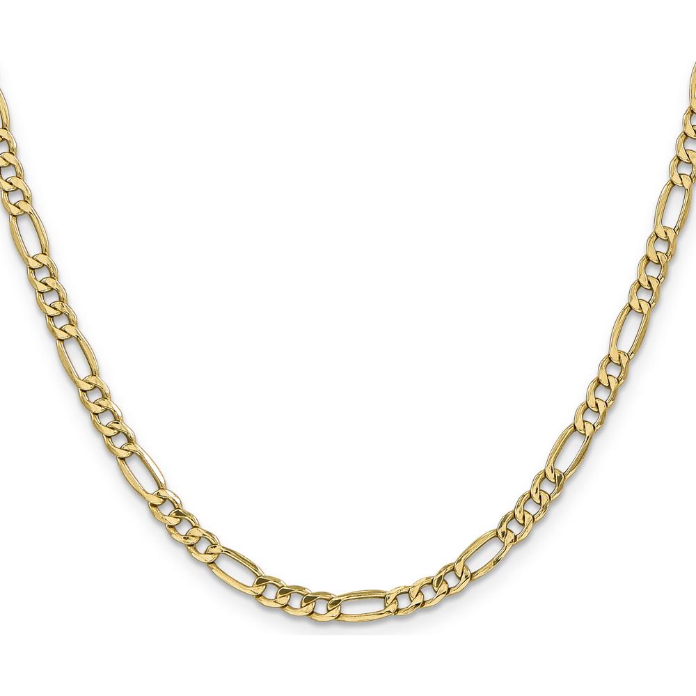 14K Yellow Gold 26" 4.2mm Semi-Solid Figaro Chain Necklace with Lobster Clasp by Oro Pregiato