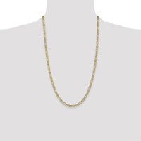 14K Yellow Gold 26" 4.2mm Semi-Solid Figaro Chain Necklace with Lobster Clasp by Oro Pregiato
