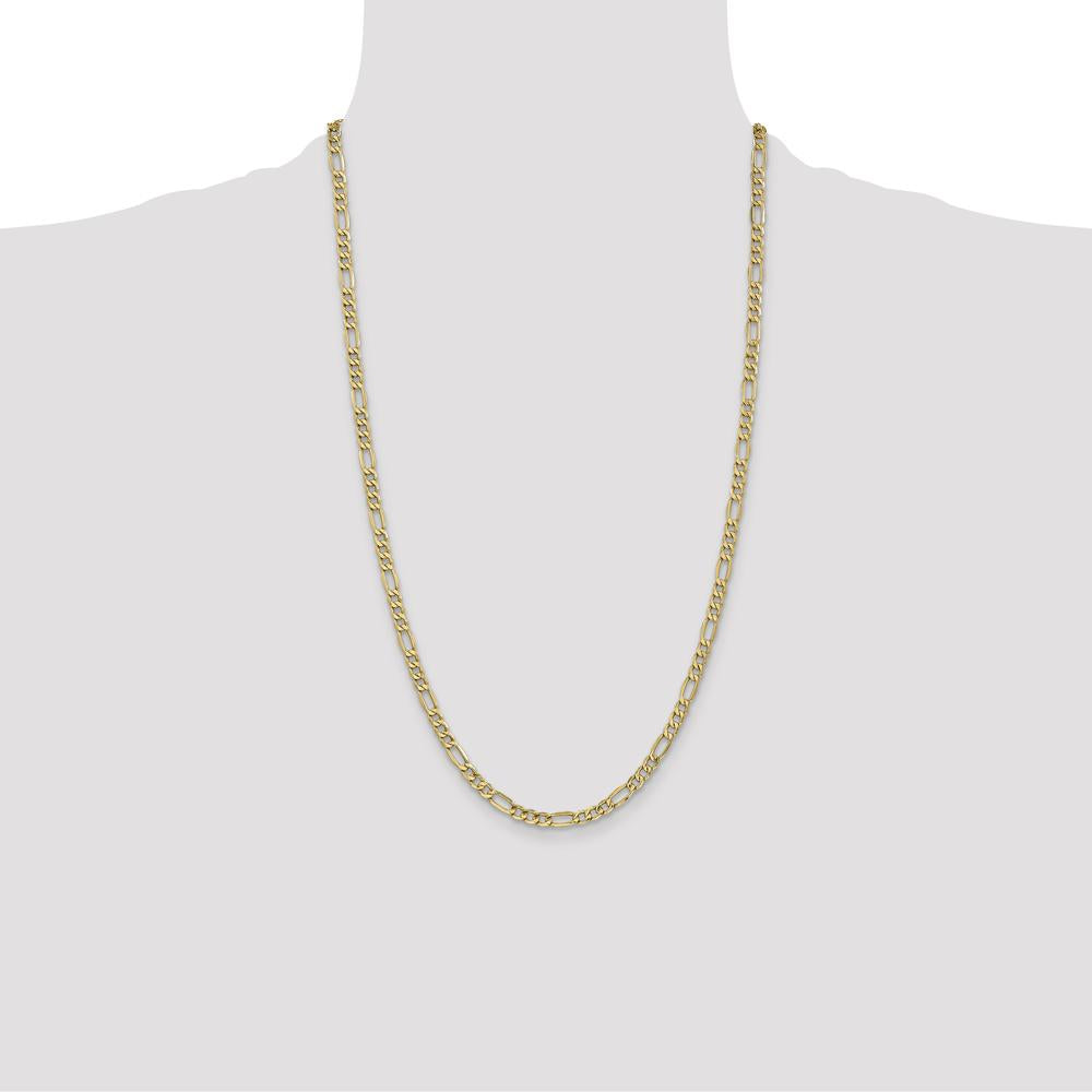 14K Yellow Gold 26" 4.2mm Semi-Solid Figaro Chain Necklace with Lobster Clasp by Oro Pregiato