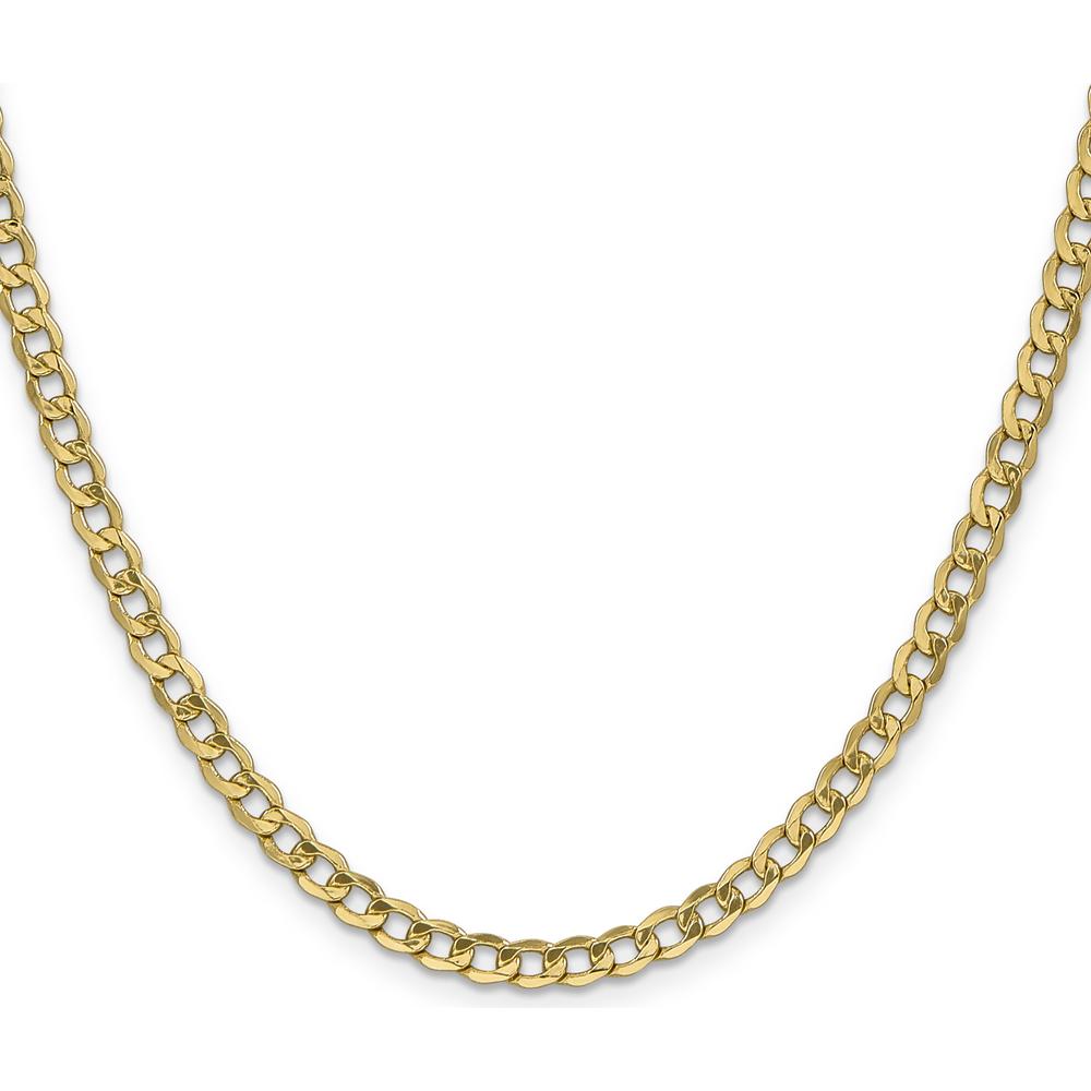14K Yellow Gold 26" 4.3mm Semi-Solid Polished Curb Chain Necklace with Lobster Clasp by Oro Pregiato