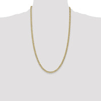 14K Yellow Gold 26" 4.3mm Semi-Solid Polished Curb Chain Necklace with Lobster Clasp by Oro Pregiato