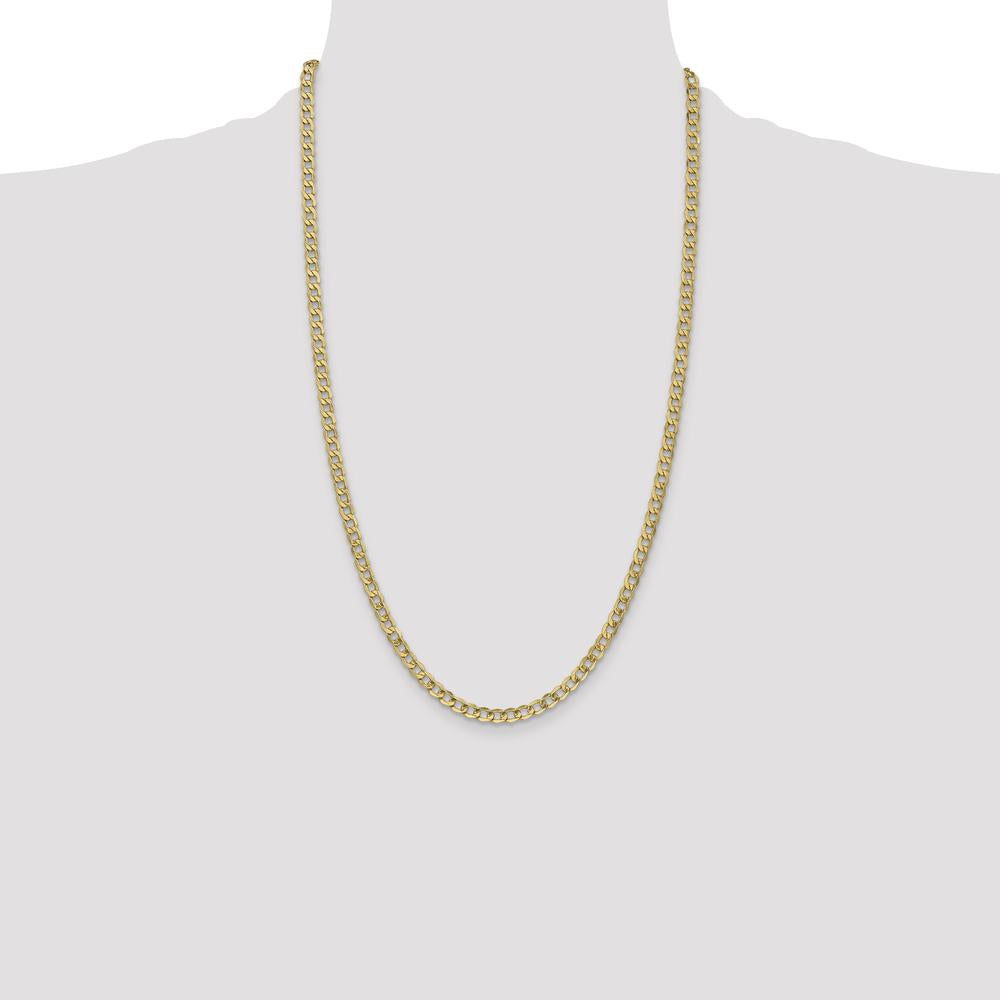 14K Yellow Gold 26" 4.3mm Semi-Solid Polished Curb Chain Necklace with Lobster Clasp by Oro Pregiato