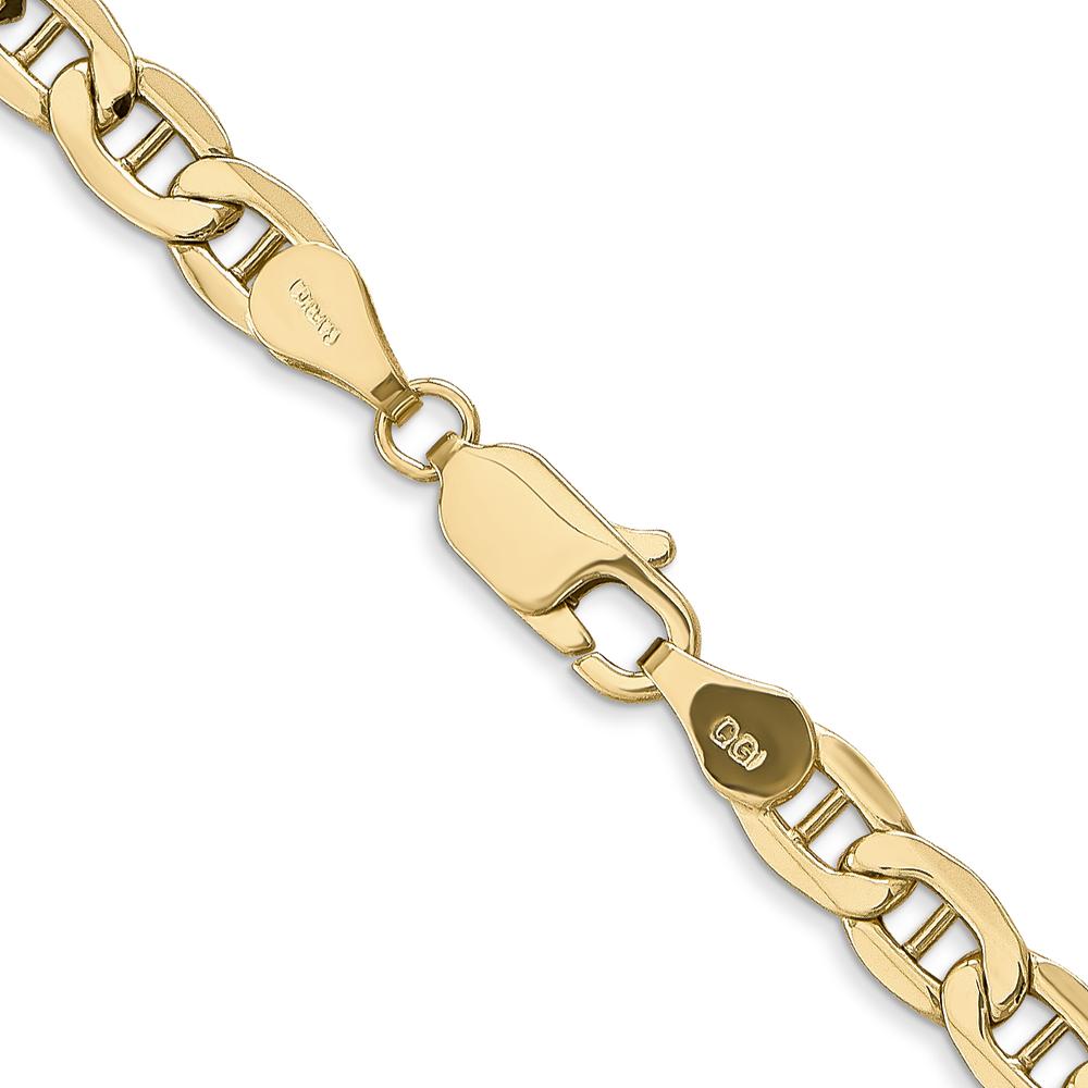 14K Yellow Gold 26" 4.75mm Semi-Solid Anchor Chain Necklace with Lobster Clasp by Oro Pregiato