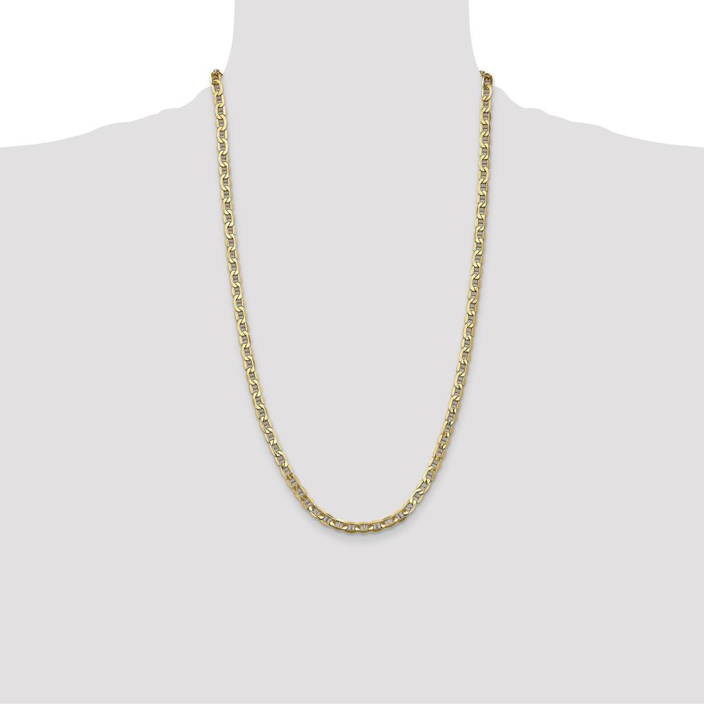 14K Yellow Gold 26" 4.75mm Semi-Solid Anchor Chain Necklace with Lobster Clasp by Oro Pregiato