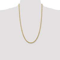 14K Yellow Gold 26" 4mm Diamond-Cut Rope Chain with Lobster Clasp