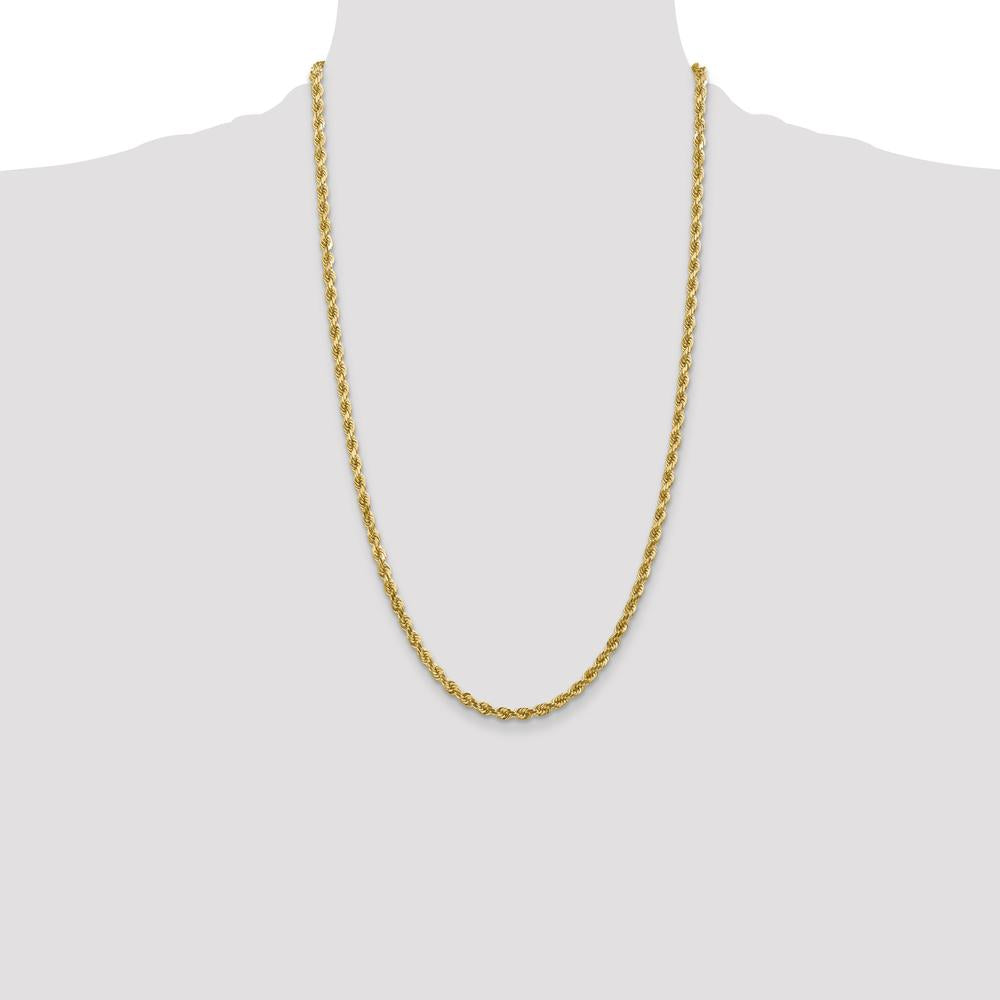 14K Yellow Gold 26" 4mm Diamond-Cut Rope Chain with Lobster Clasp