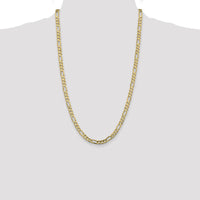 14K Yellow Gold 26" 5.5mm Concave Open Figaro Chain Necklace with Lobster Clasp by Oro Pregiato