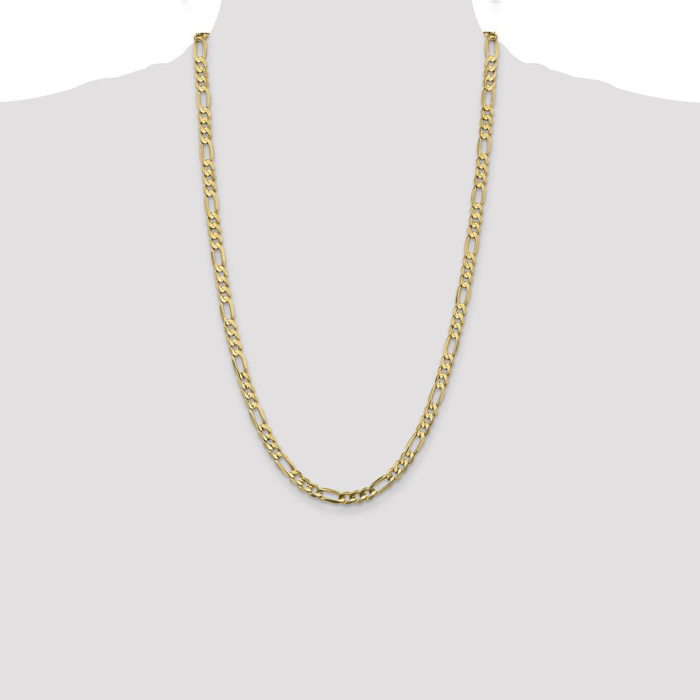 14K Yellow Gold 26" 5.5mm Concave Open Figaro Chain Necklace with Lobster Clasp by Oro Pregiato