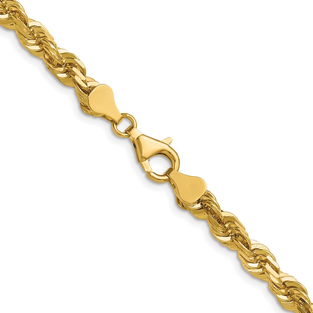 14K Yellow Gold 26" 5.5mm Diamond-Cut Rope Chain with Fancy Lobster Clasp