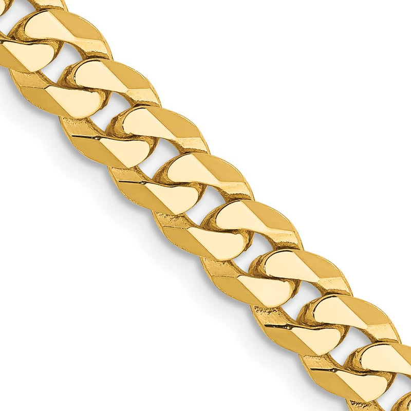 14K Yellow Gold 26" 5.75mm Flat Beveled Curb Chain with Lobster Clasp by Oro Pregiato
