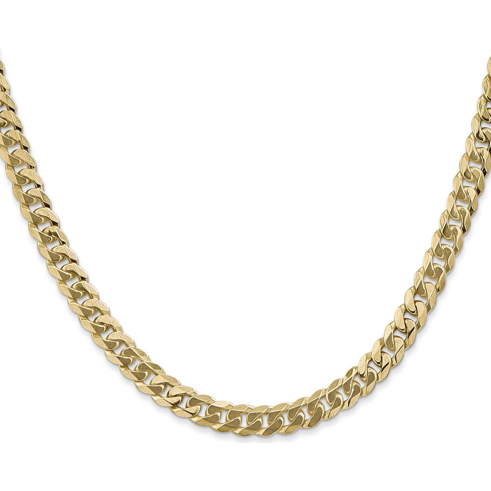 14K Yellow Gold 26" 5.75mm Flat Beveled Curb Chain with Lobster Clasp by Oro Pregiato