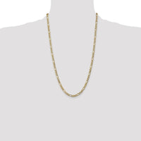 14K Yellow Gold 26" 5.75mm Semi-Solid Figaro Chain Necklace - Polished Finish with Lobster Clasp by Oro Pregiato
