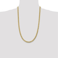 14K Yellow Gold 26" 5.9mm Lightweight Flat Cuban Chain with Lobster Clasp by Oro Pregiato