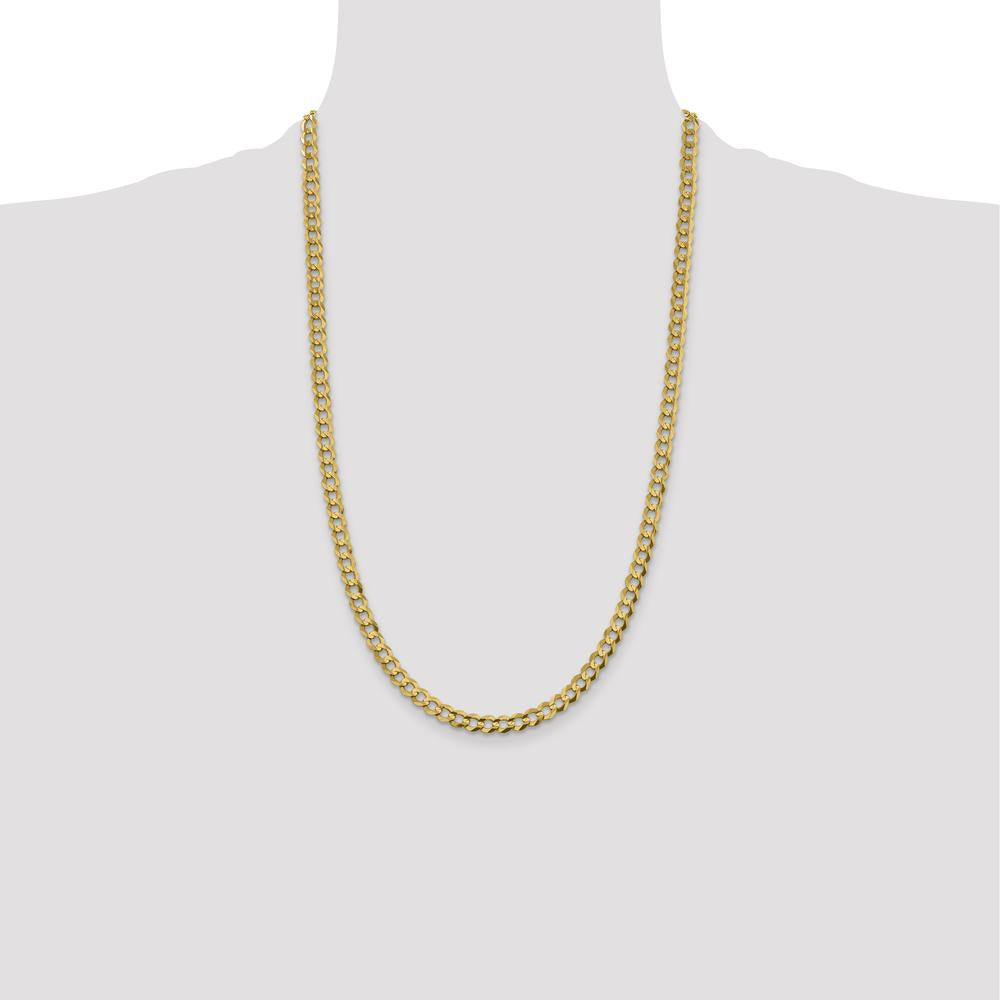 14K Yellow Gold 26" 5.9mm Lightweight Flat Cuban Chain with Lobster Clasp by Oro Pregiato
