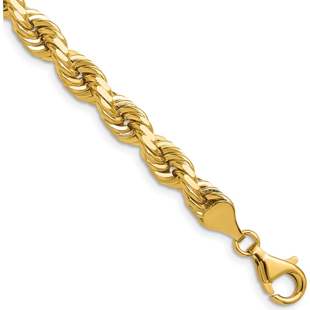 14K Yellow Gold 26" 6.5mm Diamond-Cut Rope Chain with Fancy Lobster Clasp