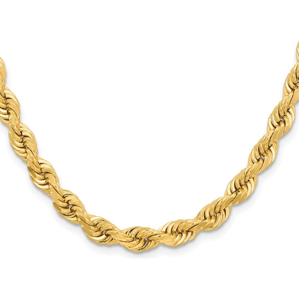 14K Yellow Gold 26" 6.5mm Diamond-Cut Rope Chain with Fancy Lobster Clasp