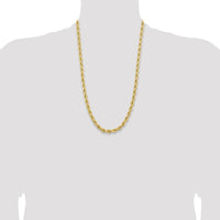 14K Yellow Gold 26" 6.5mm Diamond-Cut Rope Chain with Fancy Lobster Clasp