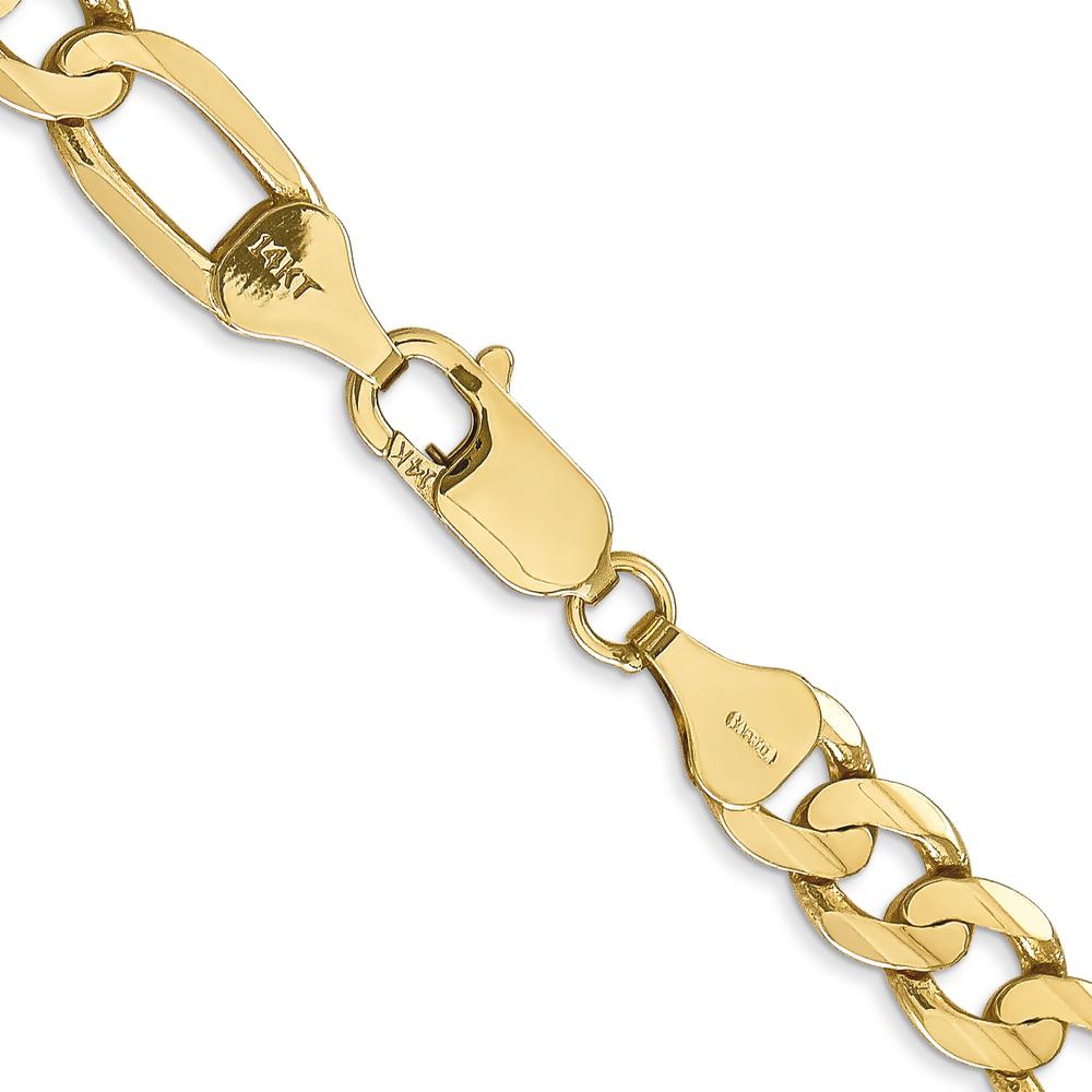 14K Yellow Gold 26" 6.75mm Concave Open Figaro Chain with Lobster Clasp by Oro Pregiato