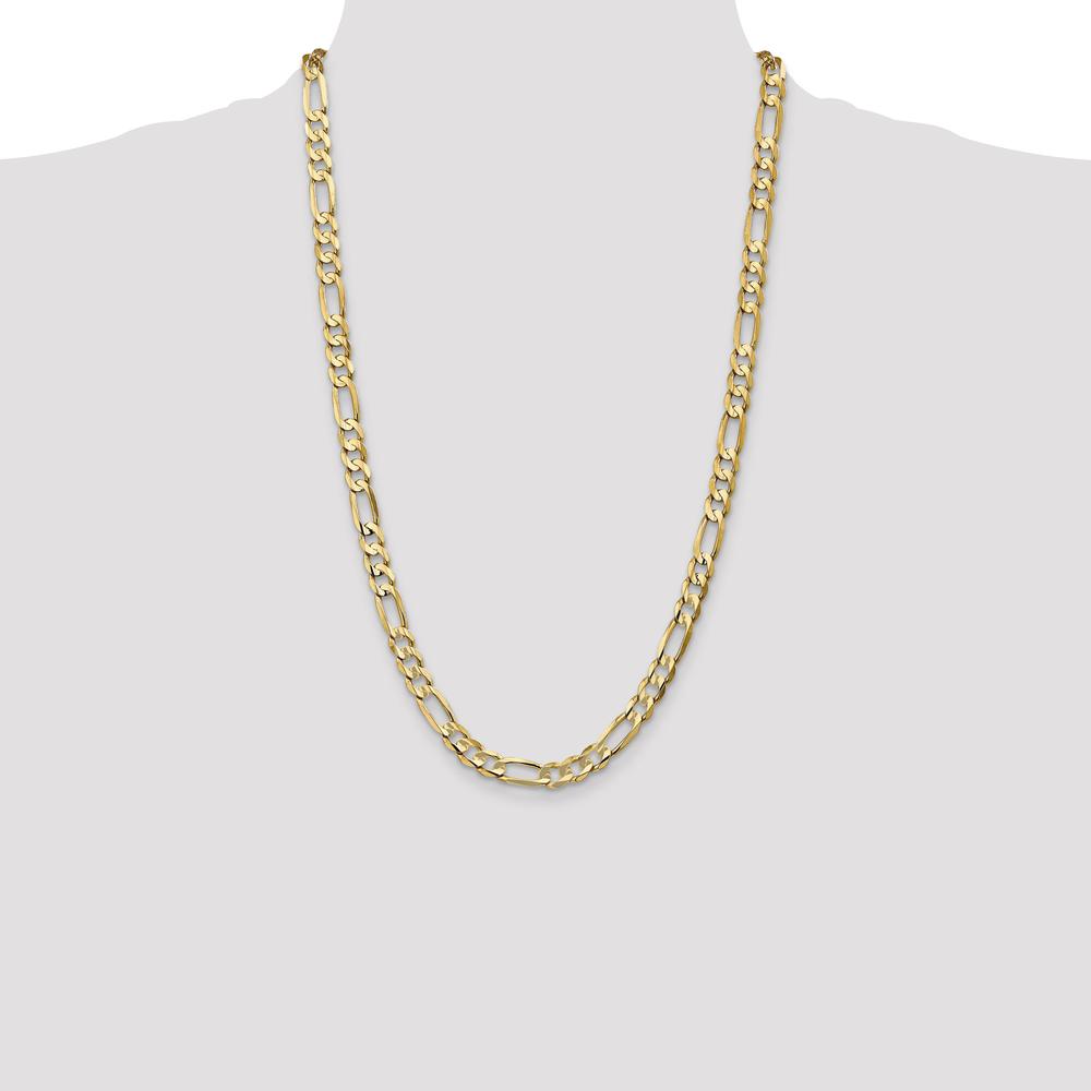 14K Yellow Gold 26" 6.75mm Concave Open Figaro Chain with Lobster Clasp by Oro Pregiato