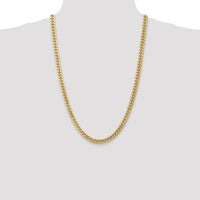 14K Yellow Gold 26" 6.75mm Semi-Solid Miami Cuban Chain with Lobster Clasp by Oro Pregiato