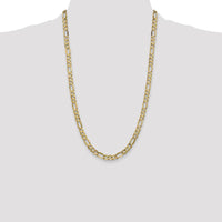 14K Yellow Gold 26" 6mm Concave Open Figaro Chain Necklace with Lobster Clasp by Oro Pregiato